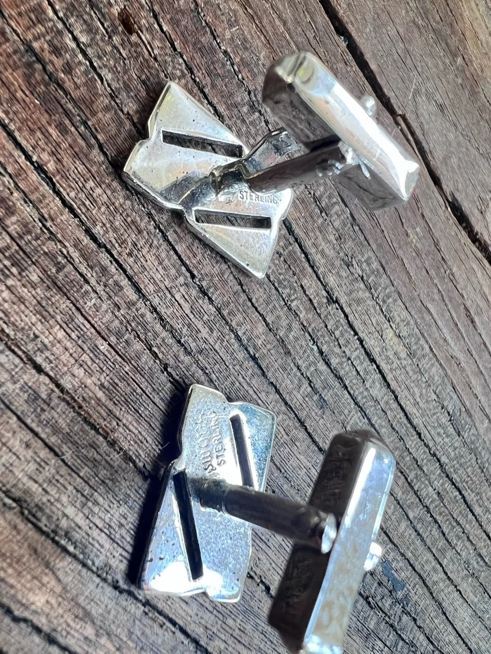 Sterling Silver Geometric Swank cuff links